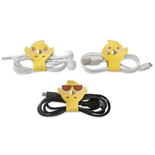 Cassenger 3-Pack Cord Organizer Earbuds Holder for Organizing Cable Headphone Wire, Cute Chick