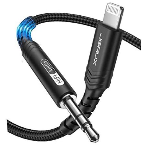 Lightning to 3.5mm Audio Cable 6FT, JSAUX [Apple Mfi Certified] iPhone Headphones Jack Lightning Aux Cord Compatible with iPhone 12 Mini/12 Pro/12 Pro Max/11 Pro/11 Pro Max/X/XR/XS, AirPods Max-Black