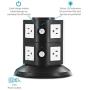 Aduro Surge Protector Power Tower 8 Outlets Family Multi Charging Station with Smart Charge Tech for iPhone, iPad, Galaxy & All Devices (White)