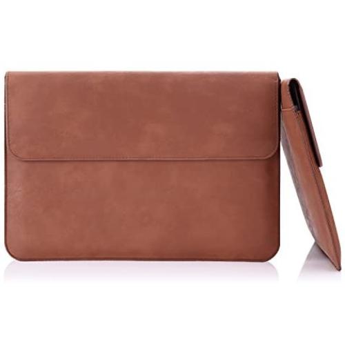 MoKo Laptop Sleeve Case Fits MacBook 12 Inch, Surface 3 10.8, PU Leather Protective Notebook Case Bag with Document Pocket and Built-in Card Slot - Brown