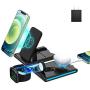 Wireless Charging Station, EVIGAL 4 in 1 Compatible with iPhone12, 12mini, 12Pro, 12Pro Max, 11, 11Pro, 11Pro Max, XS MAX, XS, X, 8, Detachable&Magnetic Stand for iWatch, AirPods(with QC3.0 Adapter)