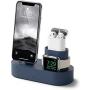 elago 3 in 1 Apple Charging Station Compatible with Apple Watch Series 6/SE/5/4/3/2/1, Apple AirPods 2/1, iPhone 11 and All iPhone Models [Original Cables Required] (Jean Indigo)