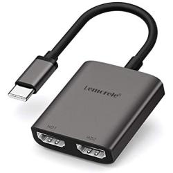 Lemorele USB C to Dual HDMI Adapter, Type C to HDMI Converter,HDMI Dual Monitor Adapter 4K @60hz for MacBook/MacBook Pro 2020/2019/2018,MacBook Air,Chromebook Pixel,Surface Book 2, etc