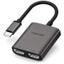 Lemorele USB C to Dual HDMI Adapter, Type C to HDMI Converter,HDMI Dual Monitor Adapter 4K @60hz for MacBook/MacBook Pro 2020/2019/2018,MacBook Air,Chromebook Pixel,Surface Book 2, etc