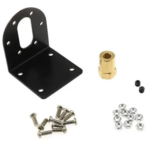 DGZZI Gear Reduction Motor Holder 1Set Black 37mm DC Geared Motor Mounting L Shaped Bracket with 6mm Hexagonal Coupling and Mounting Screws