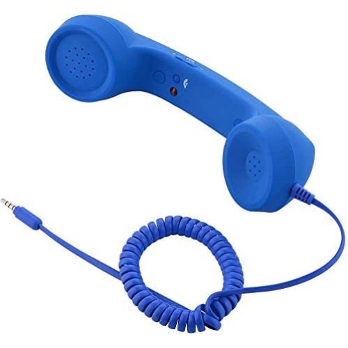 CellCase Vintage Retro 3.5mm Telephone Handset Cell Phone Receiver Mic Microphone Speaker for iPhone iPad Mobile Phones Cellphone Smartphone (Blue)