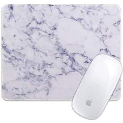 Marphe Mouse Pad White Marble Pattern Mousepad Stitch Edge Non-Slip Rubber Gaming Mouse Pad Rectangle Mouse Pads for Computers Laptop