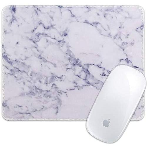 Marphe Mouse Pad White Marble Pattern Mousepad Stitch Edge Non-Slip Rubber Gaming Mouse Pad Rectangle Mouse Pads for Computers Laptop