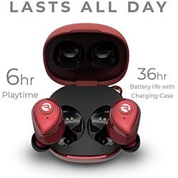 Raycon The Performer E55 True Wireless Bluetooth Earbuds - Bluetooth 5.0 Deep Bass in-Ear Headphones with Wireless Charging and Built-in Microphone Red