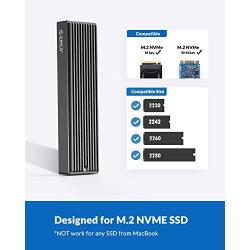 ORICO M.2 NVMe SSD Enclosure, USB 3.1 Gen 2 (10 Gbps) to NVMe PCI-E M.2 SSD Case Support UASP for NVMe SSD Size 2230/2242/2260/2280(up to 2TB)