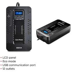 CyberPower EC850LCD Ecologic Battery Backup & Surge Protector UPS System, 850VA/510W, 12 Outlets, ECO Mode, Compact, Uninterruptible Power Supply