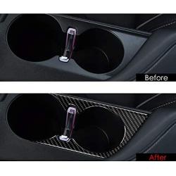 Real Carbon Fiber Interior Cup Holder Frame Panel Cover Trim Decal Sticker for Chevrolet Camaro 2016-2020 Accessories(1 Piece Black)