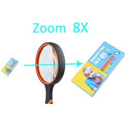 Kare & Kind 8X Handheld Reading Magnifier - 75MM Large Magnifying Lens - Non-Slip Soft Handle - Use for Science, Reading, Insect and Plant Observation - for Kids, Adults, Elderly (Orange)