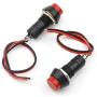 Round Red Cap On Off Switch 12V 250V 3A, 10PCs Mini Self Locking SPST Tactile On Off Push Button Switch with Lead DIY Electronics Accessories