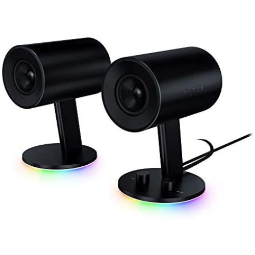Razer Nommo Chroma: Custom Woven 3'' Glass Fiber Drivers - Rear-Facing Bass Ports - Bass Knob w/ Automatic Gain Control - Razer Chroma Enabled - Full Range 2.0 PC Gaming Speakers, Black
