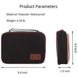 Travel Cable Organizer Bag, Electronics Accessories Organizer Bag Waterproof Tech Organizer Bag Portable Cord Storage Pouch with 6pcs Leather Cable Ties for Cable, Charger, Phone, USB, SD Card