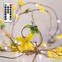 Artificial Winter Jasmine String Lights, 30 LED 10FT Battery Powered Flower Garland Fairy Lights with Remote for Garden Bedroom Wedding Birthday Party Holiday Vine Lights Décor