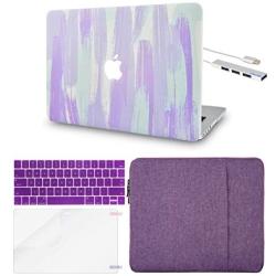 LuvCase 5 in 1 Laptop Case for Old Mac Pro 13'' (CD Drive, 2008-2012) A1278 Hard Shell Cover, Sleeve, USB Hub 3.0, Keyboard Cover & Screen Protector (Purple Mint Mist)