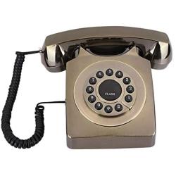 Retro Landline Telephone, Bronze-Plated Old-Fashioned Desktop Corded Phone for Home/Office/Hotel, Vintage Telephone((Bronze-Plated))