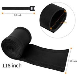 Kootek 118-Inch Cable Management Sleeves with Cable Ties, Neoprene Cable Organizer Cord Cover Wire Hider for TV Computer Office Theater (Large, Black)
