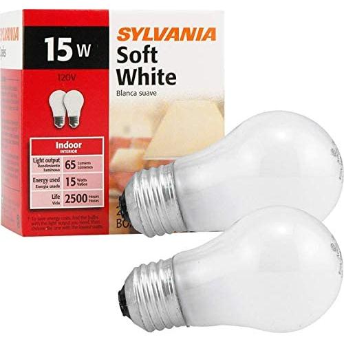 Sylvania Soft White Incandescent A15 Bulb, Medium Base | 15 Watts/120 Volts | 2-Bulbs Per Pack (2-Bulbs Total)