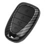 TANGSEN Key Fob Case for CHEVROLET Chevy BOLT CAMARO CRUZE EQUINOX MALIBU SONIC TRAVERSE TRAX VOLT 4 Button Keyless Entry Remote Black Carbon Fiber Pattern ABS Black Silicone Cover