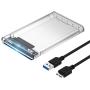 SABRENT 2.5-Inch SATA to USB 3.0 Tool-Free Clear External Hard Drive Enclosure [Optimized for SSD, Supports UASP SATA III] (EC-OCUB)