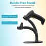 NADAMOO Wireless Barcode Scanner with Stand 2-in-1 2.4G Wireless & Wired USB Bar Code Scanner Handheld Laser Bar Code Reader Automatic Hand Scanner for Computer POS Warehouse Inventory Library