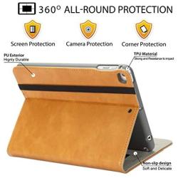 New iPad Mini Case 5th Generation with Pencil Holder - Mini iPad 4 Leather Stand Folio - Wallet Pocket - Handle Strap - Soft TPU B