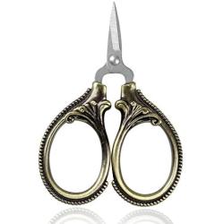 BIHRTC Mini Scissors Thread Scissors Embroidery Scissors Sharp Stainless Steel Tip Scissors for Manual Sewing Handicraft DIY Tool Arlt Work Needlepoint Crochet Bronze Scissors