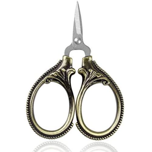 BIHRTC Mini Scissors Thread Scissors Embroidery Scissors Sharp Stainless Steel Tip Scissors for Manual Sewing Handicraft DIY Tool Arlt Work Needlepoint Crochet Bronze Scissors