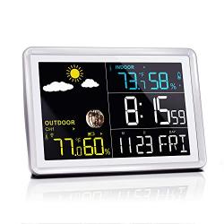 Wittime Latest 2081 Wireless Indoor Outdoor Thermometer, HD Color Screen, Digital Temperature Humidity Monitor with Sensor, Room Hygrometer with Weather Forecast, Alarm Clock