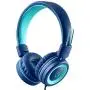 Kids Headphones - noot products K11 Foldable Stereo Tangle-Free 3.5mm Jack Wired Cord On-Ear Headset for Children/Teens/Boys/Girls/Smartphones/School/Kindle/Airplane Travel/Plane/Tablet (Navy/Teal)