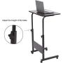 Standing Desk Adjustable Laptop Desk with Tablet iPad Slot Portable Desk for Laptop with Wheels Mobile Workstation Stand up Desks for Home Office (Black)