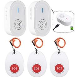 CallToU Caregiver Pagers Wireless Call Button System Nurse Call Bell for Elderly Senior Patient Personal Home 2 Portable Rechargeable Receivers 3 Call Button