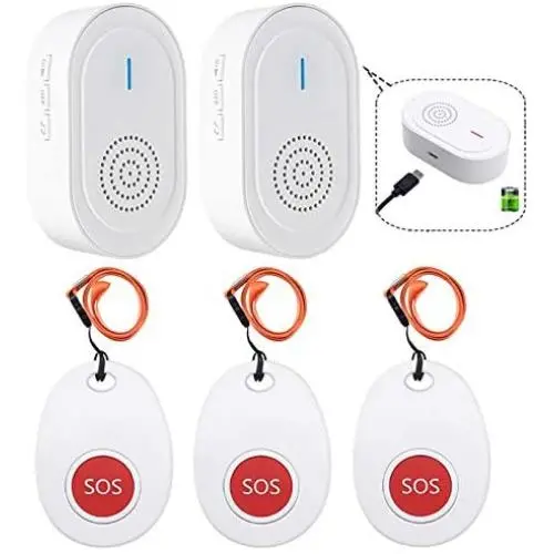 CallToU Caregiver Pagers Wireless Call Button System Nurse Call Bell for Elderly Senior Patient Personal Home 2 Portable Rechargeable Receivers 3 Call Button