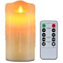 Flameless Candles with 10 Key Remote Timer Flickering Tear Wave Shaped Tealight 3x5'' Real Wax Simulate Dripping led Candles Battery Operated Safe for Halloween Christmas Indoor Outdoor Decor