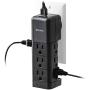 Aduro Surge Protector 9 Outlet Power Strip with USB (2 Ports 2.4A) Wall Mount Multiple Outlet Splitter Extender Adapter Black