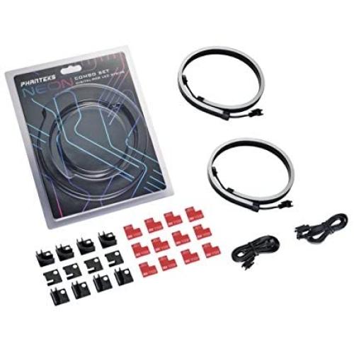Phanteks NEON Digital-RGB LED Strip Combo Set (PH-NELEDKT_CMBO) – 2X 400mm Smooth Lighting Strip, Full Color Range, Flexible mounting
