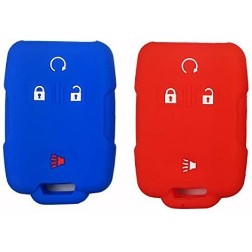 Coolbestda 2Pcs Silicone Key Fob Cover Case Protector Remote Control Keyless Jacket for 2018 2017 Chevrolet Chevy Silverado Colorado GMC Canyon Sierra Yukon Cadillac M3N32337100 13577770 13577771