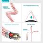 iPhone Charger 6ft, Apple MFi Certified Lightning Cable, Braided Nylon High-Speed Cable for iPhone 11/11 Pro/11 Pro Max/X/XS/XR/XS Max/8/7/6/5S/SE, AirPods/Pro, iPad Mini/Air - Rose Gold