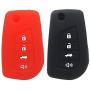 2Pcs WERFDSR Sillicone key fob Skin key Cover Keyless Entry Remote Case Protector Shell for Toyota Camry 4-Runner RAV4 Highlander Corolla Yaris 4 button smart remote red black