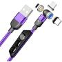 FIELUX Quick 360°+180° Rotation Magnetic Charging Cable Compatible with Micro, Type-C Charging Port Smartphones and i-Product Devices 3 in 1 (3.3 ft, Purple)