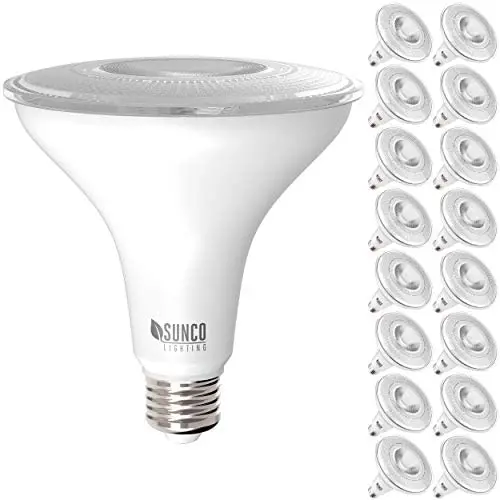 Sunco Lighting 16 Pack PAR38 LED Bulb 13W=100W, 5000K Daylight, 1050 LM, Dimmable, Indoor/Outdoor Spotlight, Waterproof - UL & Energy Star Sunco Lighting 16 Pack PAR38 LED Bulb 13W=100W, 5000K Daylight, 1050 LM, Dimmable, Indoor/Outdoor Spotlight, Waterproof - UL & Energy Star
