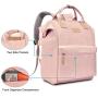 BRINCH Laptop Backpack 15.6 Inch Wide Open Computer Backpack Laptop Bag College Rucksack Water Resistant Business Travel Backpack Multipurpose Casual Daypack with USB Charging Port for Women,Pink