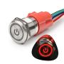 STARELO 19MM 3/4'' Latching Push Button Switch 5A 12V 1NO1NC SPDT ON/Off Waterproof Stainless Steel Shell with Power Symbol Ring LED with Wire Socket Plug(Red) STARELO 19MM 3/4'' Latching Push Button Switch 5A 12V 1NO1NC SPDT ON/Off Waterproof Stainless Steel Shell with Power Symbol Ring LED with Wire Socket Plug(Red)