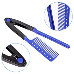 Emoly New V Shaped Straight Hairdressing Styling | Straightener Comb for Knotty Hair | Styling Comb for Unkempt Hair (Blue)