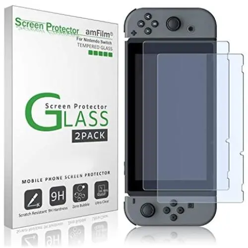 amFilm Tempered Glass Screen Protector for Nintendo Switch 2017 (2-Pack)