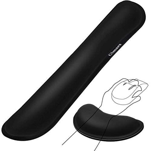 Gimars Upgrade Enlarge Gel Memory Foam Set Keyboard Wrist Rest Pad, Mouse Wrist Cushion Support for Office, Computer, Laptop, Mac, Comfortable, Lightweight for Easy Typing Pain Relief, Black