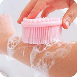 Emoly Silicone Bath Shower Loofah Brush, 100% Silicone Gentle Back Scrubber, Best Body exfoliating loofa Brush Gift for Baby Kids Men Father Mother Wife Family (Pink)